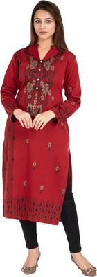 Rosary Women Printed Straight Kurta(Maroon)