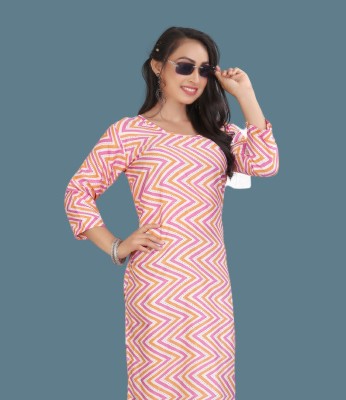 GJFASHION Women Printed Straight Kurta(Yellow, Pink, White)