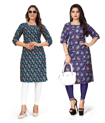 dharmanandan creation Women Printed A-line Kurta(Multicolor)