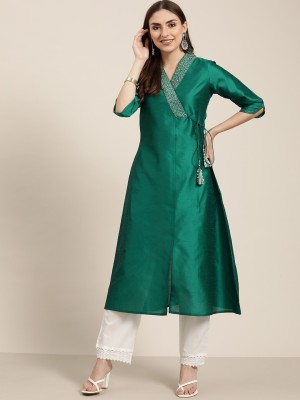 Jaipur Kurti Women Solid A-line Kurta(Green)