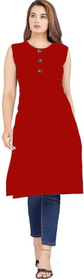 Good Straders Women Solid A-line Kurta(Red)