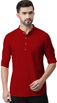 TrendiVastra Men Solid A-line Kurta(Red)