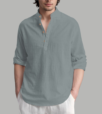 TrendiVastra Men Solid Straight Kurta(Grey)