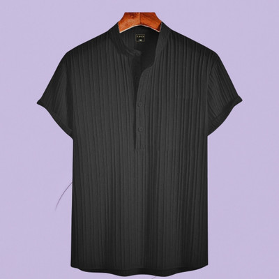 nitafashion Men Self Design Straight Kurta(Black)