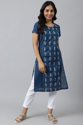 Aurelia Women Solid Straight Kurta(Blue)