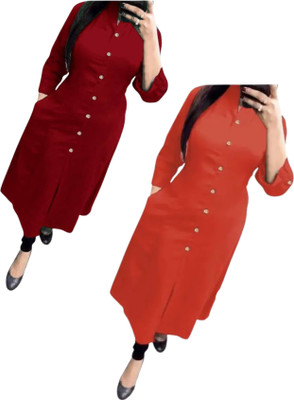 Maaa Meladi CreationS Women Solid A-line Kurta(Multicolor)