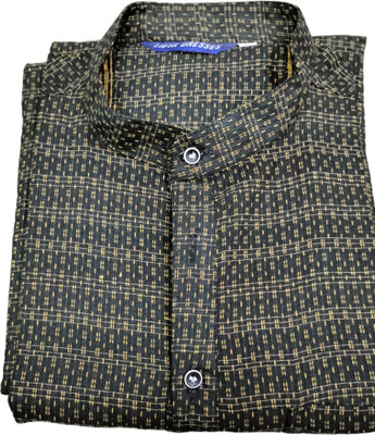 LIBSADRESSES Men Solid Straight Kurta(Grey)