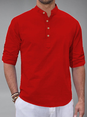 Yugnik Men Solid Straight Kurta(Red)