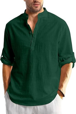 Vimal Star Men Solid Straight Kurta(Dark Green)