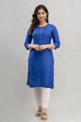 FASHION PATTI Women Solid Straight Kurta(Blue)