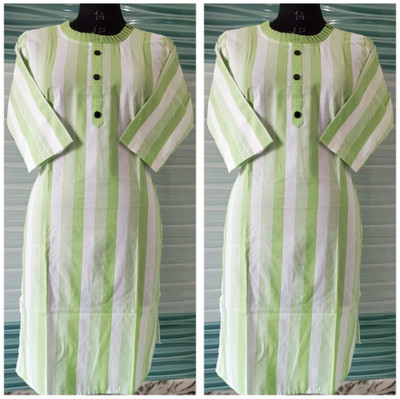shadowenterpris Women Printed Straight Kurta(Light Green, White)