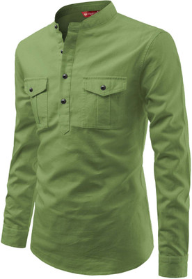 Yugnik Men Solid A-line Kurta(Light Green)
