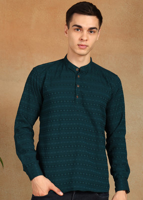 FUBAR Men Printed Straight Kurta(Dark Green)