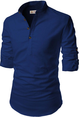 Navkanj Men Solid A-line Kurta(Blue)