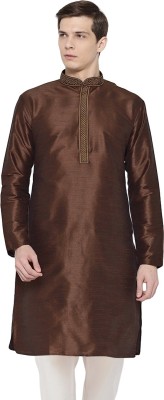 SG LEMAN Men Solid Straight Kurta(Brown)