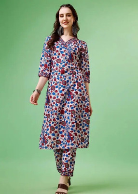 PRAVIK Women Self Design A-line Kurta(Multicolor)
