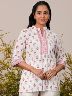 LIBAS Women Printed Straight Kurta(White)