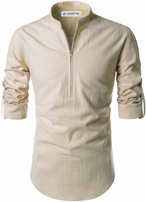 CROWNTAIL Men Solid A-line Kurta(White)