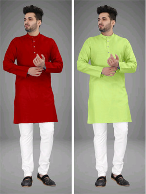 TRUST OUS Men Solid Straight Kurta(Multicolor)