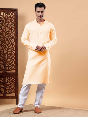 Yugnik Men Solid A-line Kurta(Orange)