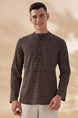 ANOUK Men Printed Straight Kurta(Black)