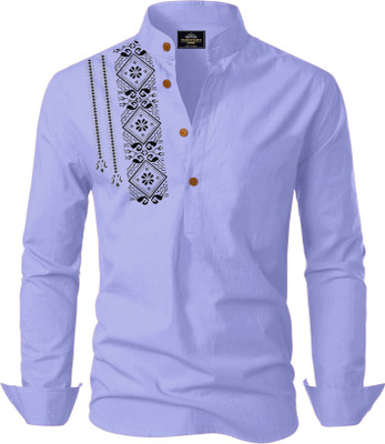 Kavyangle Creation Men Solid Straight Kurta(Blue)