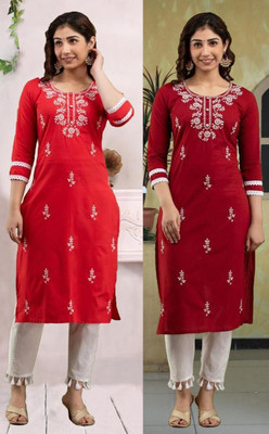 SISTO Women Chikan Embroidery A-line Kurta(Multicolor)