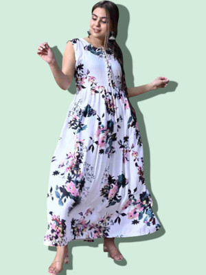 flexflow Women Printed Straight Kurta(White)