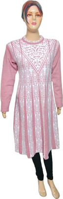 FTE Women Solid Anarkali Kurta(Pink, White)
