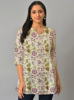 World of Mystery Women Floral Print Straight Kurta(Multicolor)