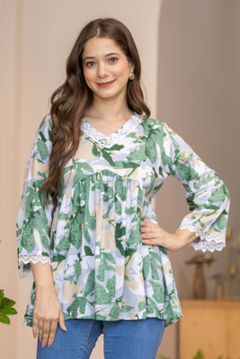 Madhucreation Women Printed Flared Kurta(Multicolor)