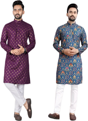 DHASU TRENDZ Men Printed Straight Kurta(Multicolor)