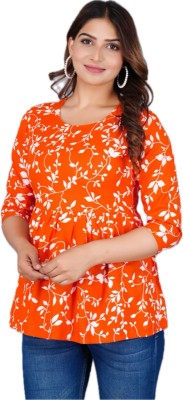 chhaaya fashion Women Printed A-line Kurta(Orange)