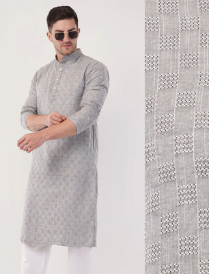 Zargnut Attire Men Self Design Straight Kurta(Grey)