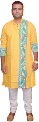 Tuh Men Printed A-line Kurta(Yellow)
