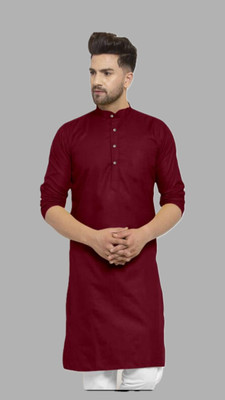 VINAARI Men Solid A-line Kurta(Maroon)
