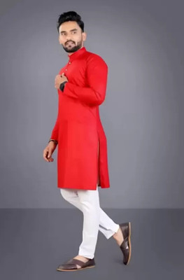 MANIMANN Men Solid Ethnic Dress Kurta(Red)