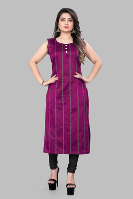 HB Fashion Women Self Design A-line Kurta(Purple)