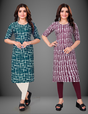 Tashvi Creation Women Printed Straight Kurta(Maroon)