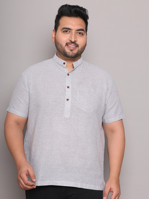 ED PLUS Men Solid Straight Kurta(Grey)
