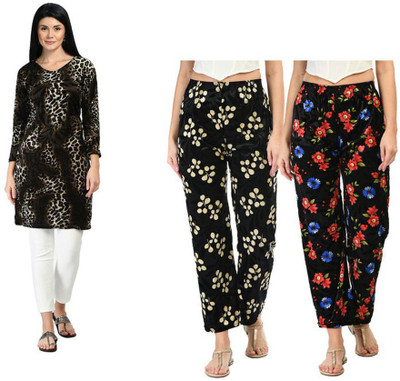 KAVYA Women Printed Straight Kurta(Black, Brown, Grey)