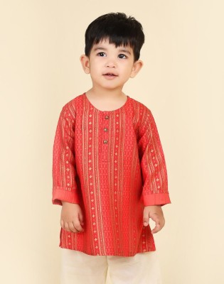 Fabindia Baby Boys Printed Straight Kurta(Red)