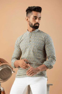 Nnc Men Printed Straight Kurta(Pink)