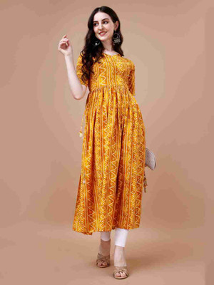AMORE CREATIONS Women Geometric Print A-line Kurta(Multicolor)