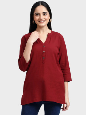 MIRHANIKA Women Solid A-line Kurta(Red)