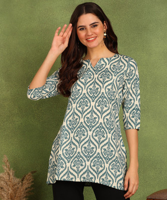 Laliitatex Women Printed A-line Kurta(Beige, Green)