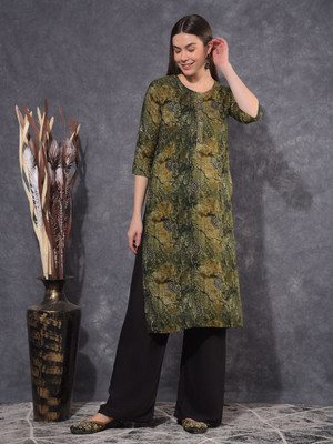 Mamoose Women Self Design Ethnic Dress Kurta(Black, Dark Green, Yellow)