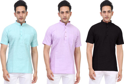 Kavita Fasion Men Solid Straight Kurta(Beige, Purple, Black)