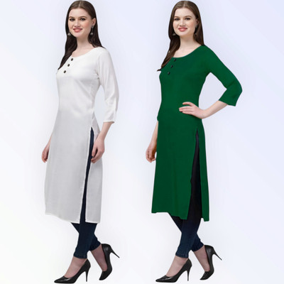 Coft Women Self Design, Solid Straight Kurta(Multicolor)