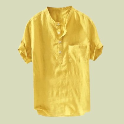 ZAKOD Men Solid Straight Kurta(Yellow)